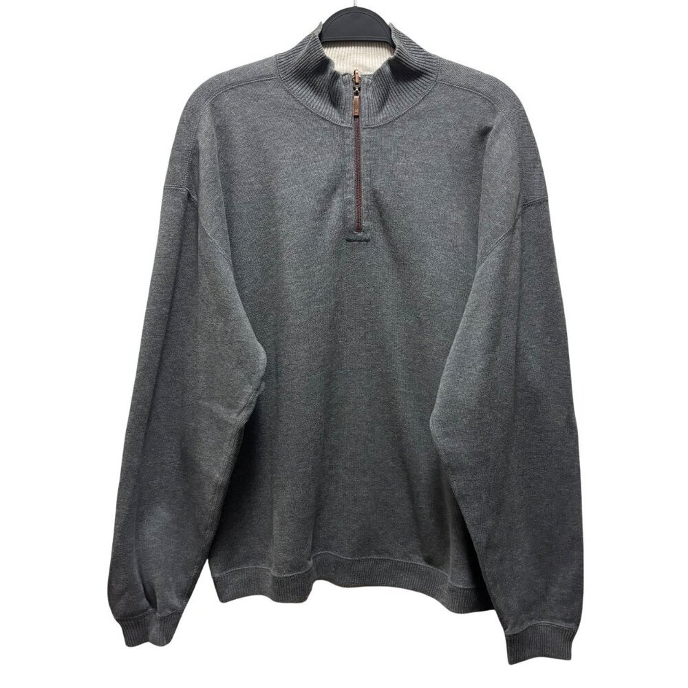 Tommy Bahama Gray 1/4 Zip Pullover Sweater Reversible Size XL Mens Knitwear